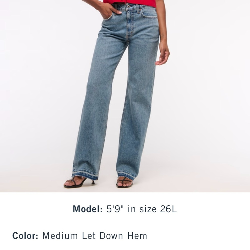 NWT Abercrombie & Fitch High Rise 90s Relaxed Jeans Medium with Letdown Hem 27L